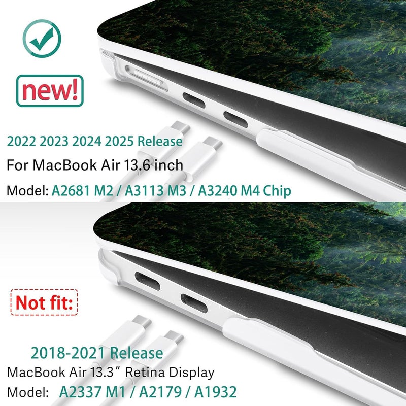 May Chen غطاء لجهاز MacBook Air 13.6 بوصة 2025 2024 2023 2022 إصدار: A3240 A3113 M3 A2681 M2، غطاء صلب بلاستيكي لجهاز MacBook Air 13.6" مع شاشة Retina يتناسب مع Touch ID، غابة - Image 3